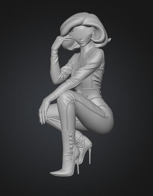 Golden Chrome Goddess 3D model thumbnail
