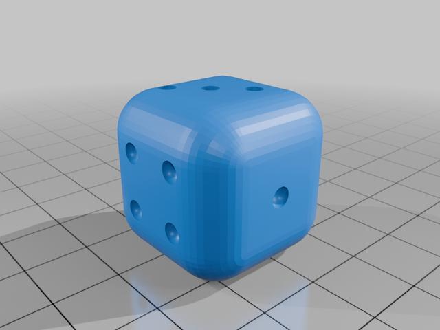 rounded edged  six sided die 3D model thumbnail