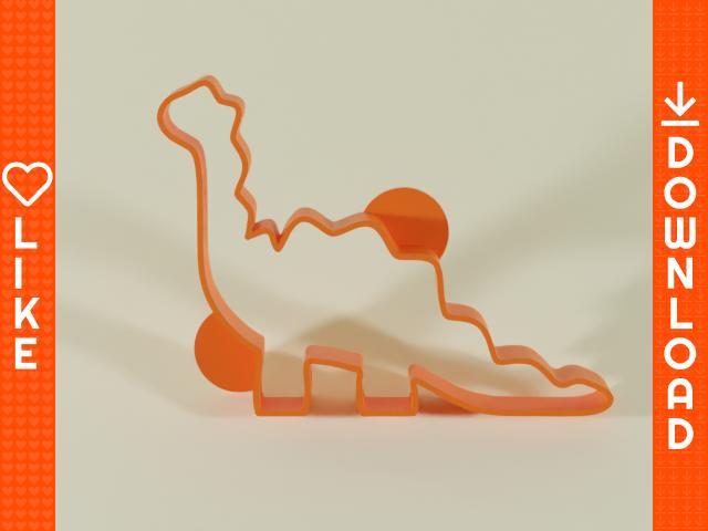 Cute Dinosaur Dough / Plasticine / Plastilina Cutter 3D model thumbnail