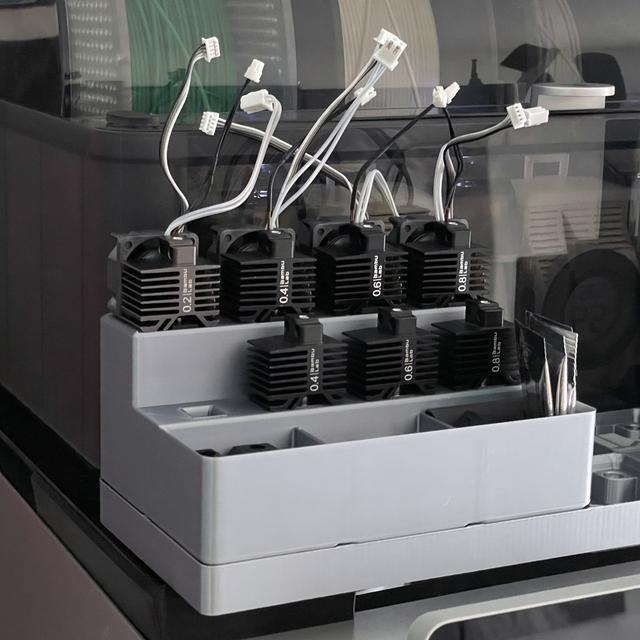 Gridfinity Holder for 8 Bambu Lab Hotends/Nozzles 3D model thumbnail