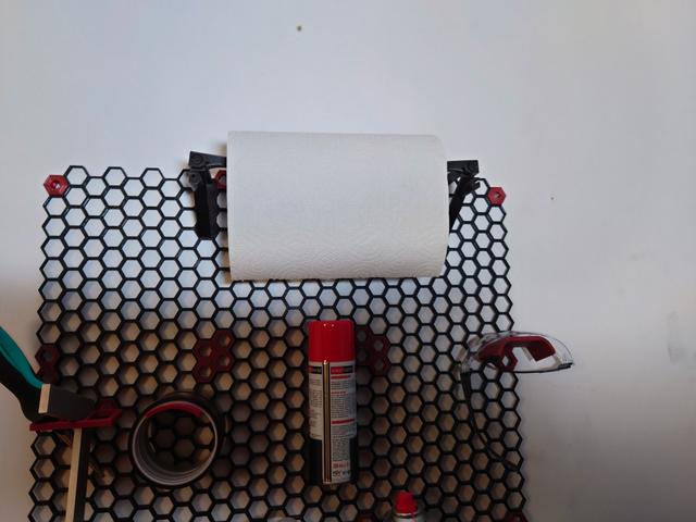 Paper towel Holder - Print in place for Honeycomb Storage Wall 3D model thumbnail