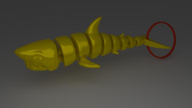 Articulated Shark Keychain 3D model thumbnail