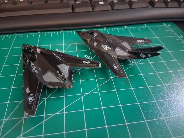 Zee/Zylmex Dyna Flights F117 Stealth Fighter Replacement Tail Section/Vertical Stabilizers With Custom Text And Markings File 3D model thumbnail