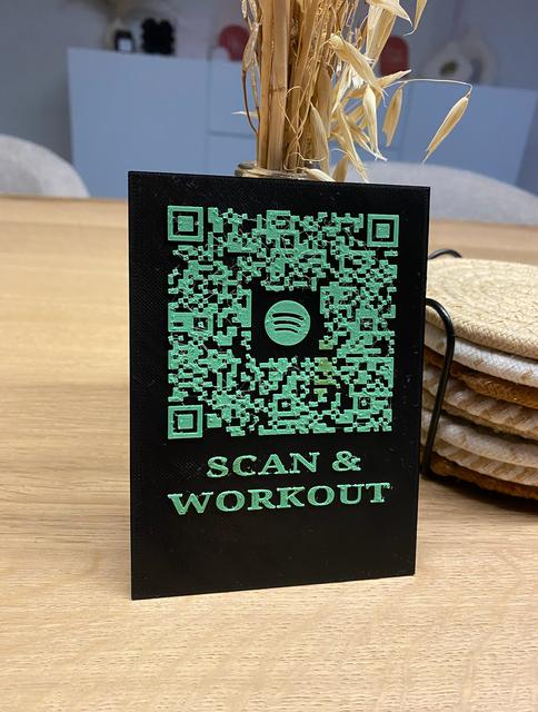 Spotify workout playlist QR code sign 3D model thumbnail