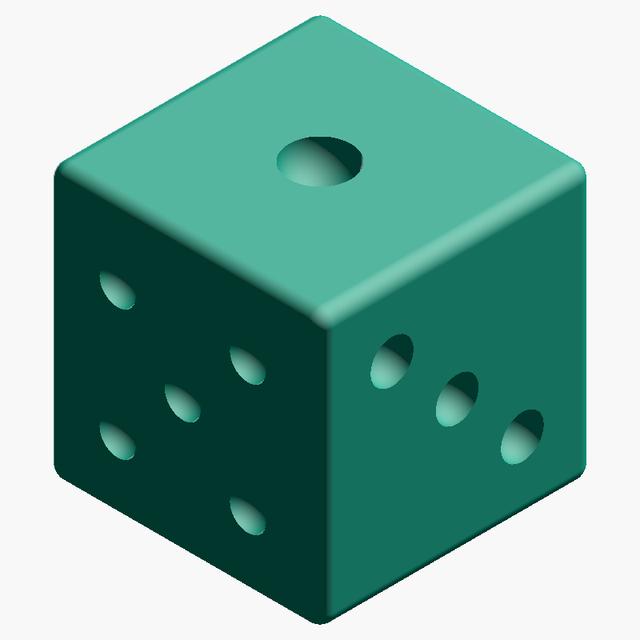 Parametric Dice Generator (STEP, Customizable, CNC & 3D Printing) 3D model thumbnail