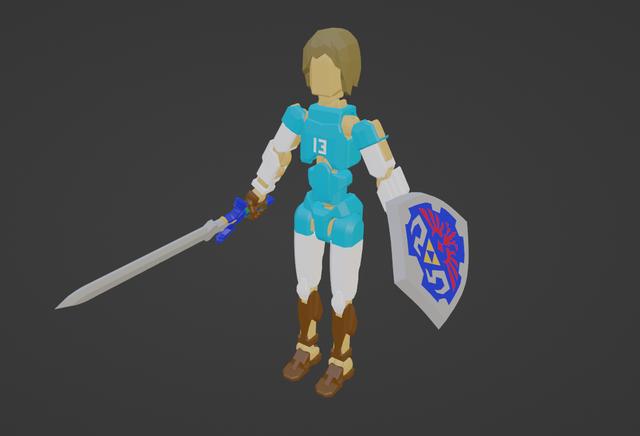 Dummy 13 Master Sword and Hylian Shield 3D model thumbnail