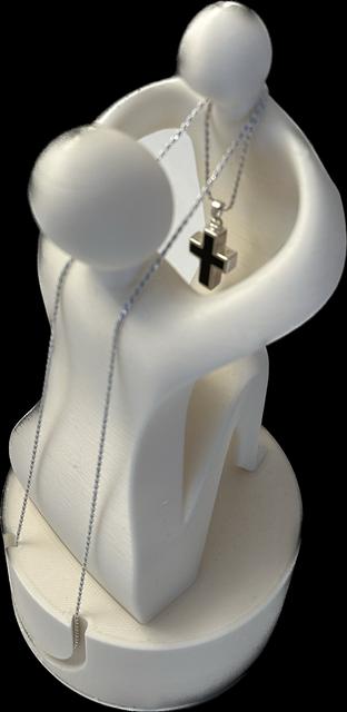 Mother and Child statue necklace stand 3D model thumbnail
