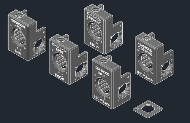 KINGROON KP3S Titan Extruder for 5015/4015 fan and MK8, E3D V6, E3D Volcano 3D model thumbnail