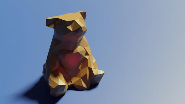 Vase Bear with Heart - Low Poly 3D model thumbnail
