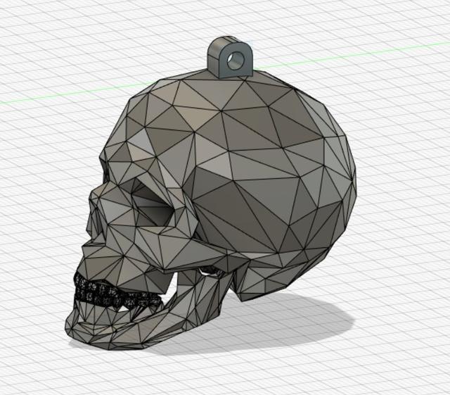 Low Poly Skull Keychain 3D model thumbnail