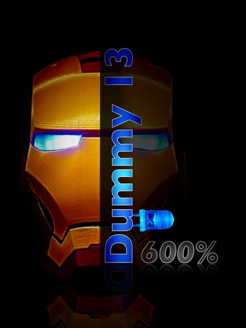 Iron Man Head Desktop Display & 600% Dummy 13 With Lighted Eyes 3D model thumbnail