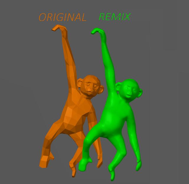 Monkey Hi-res Remix. 3D model thumbnail