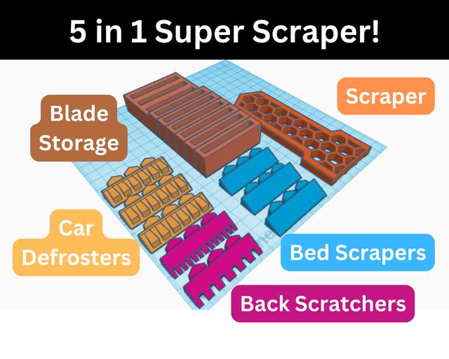 5 IN 1 Super Scraper! Print scraper, car defroster, & back scratcher! 3D model thumbnail