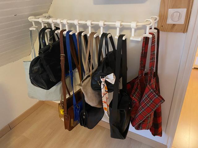 Handbag / backpack hanger for IKEA MULIG clothes bar 3D model thumbnail