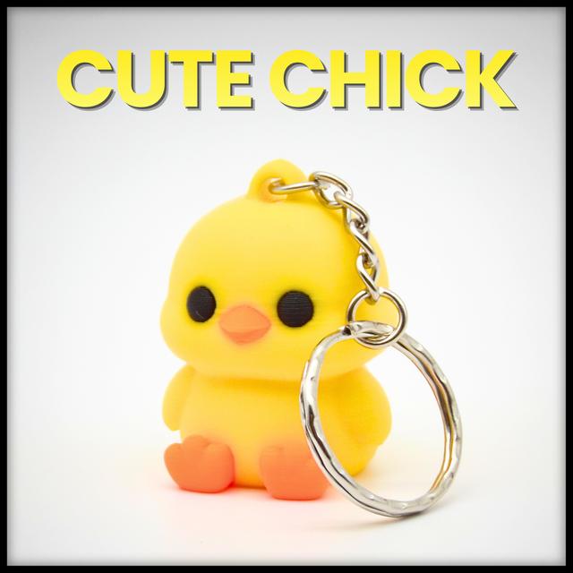 Cute Chick Keychain + Figurine 3D model thumbnail