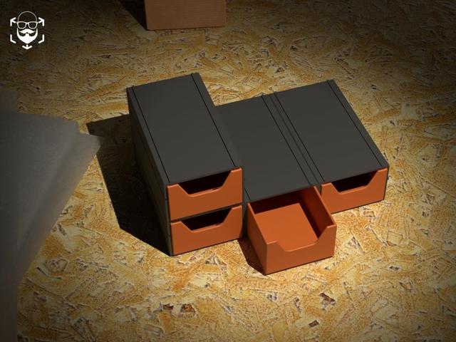 Modular Workbench Drawers – Dovetail Sliding System (3D Printable) 3D model thumbnail