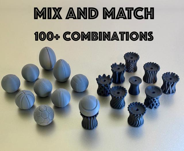 Sports Ball Mega Multi Pack Custom DJ Wormhole Knobs Set - Football Basketball Golf Tennis Baseball and More 3D model thumbnail