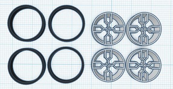 (UNTESTED) Hotwheels 1/43 scale wheels and tires for custom models 3D model thumbnail