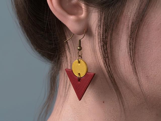 Earrings Circle Triangle 3D model thumbnail