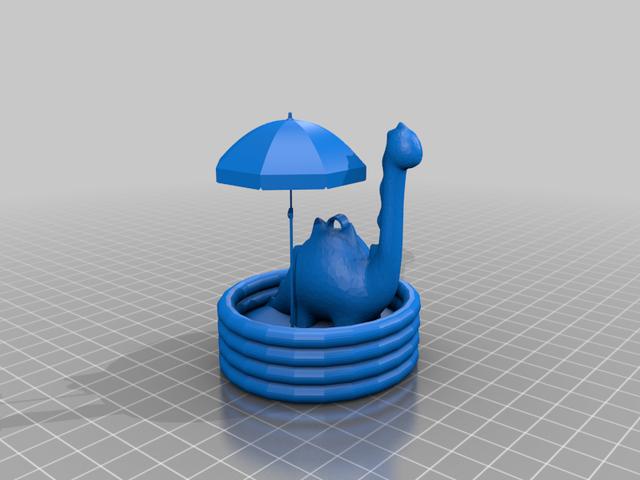 Pool Party/ Summer Dino- Keychain 3D model thumbnail