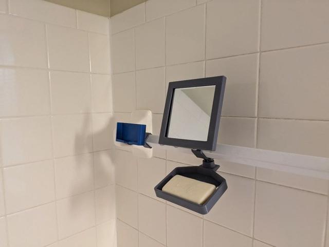 Mirror and Soapholder for shower using goPro mounts 3D model thumbnail