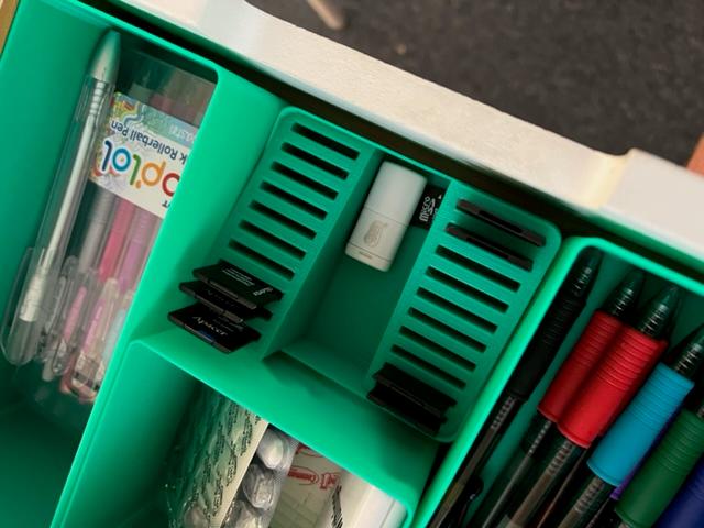 Drawer organiser with built in SD card storage 3D model thumbnail