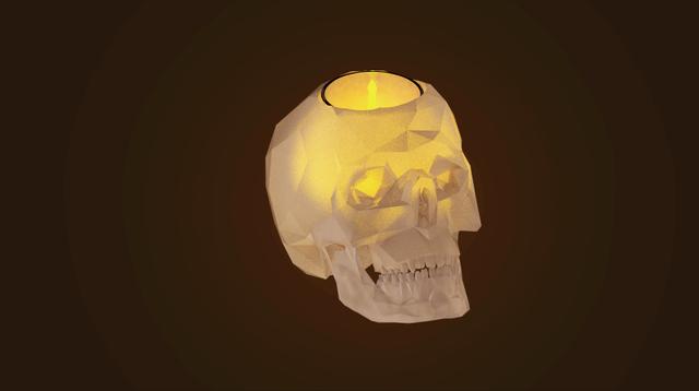 Low Poly Skull Candle/Tealight Holder 3D model thumbnail
