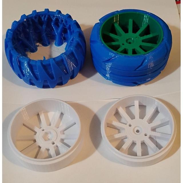 Custom wheels and tires for rc cars (Traxxas Slash Rustler and other 1/10 cars)  (Remixed) 3D model thumbnail