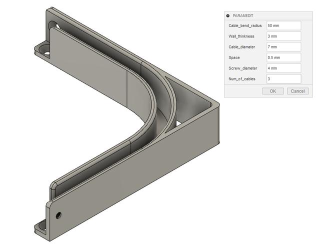 Paremetric cable corner Fusion 360 3D model thumbnail