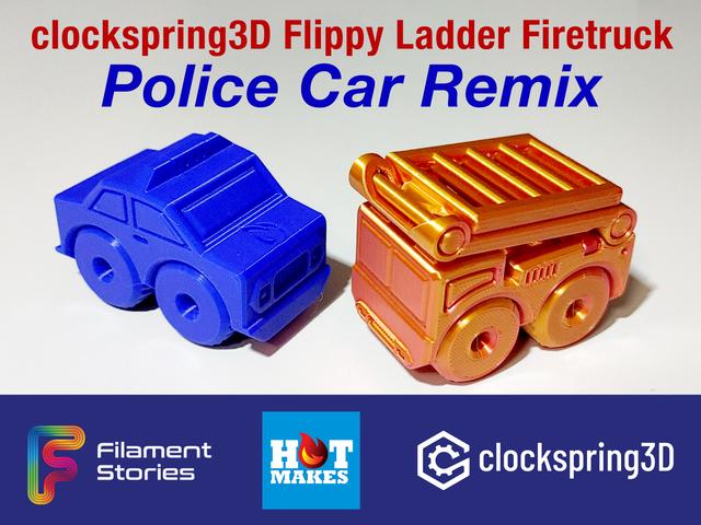 Police Car Remix of Clockspring3D Flippy Ladder Firetruck 3D model thumbnail