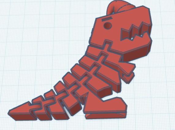 Christmas Flexi-Rex - Articulated T-Rex with Santa Hat (Print-in-Place) 3D model thumbnail
