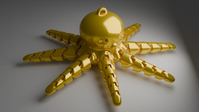 Cute Flexi Octopus - Short Nose - Keyring || No supports 3D model thumbnail