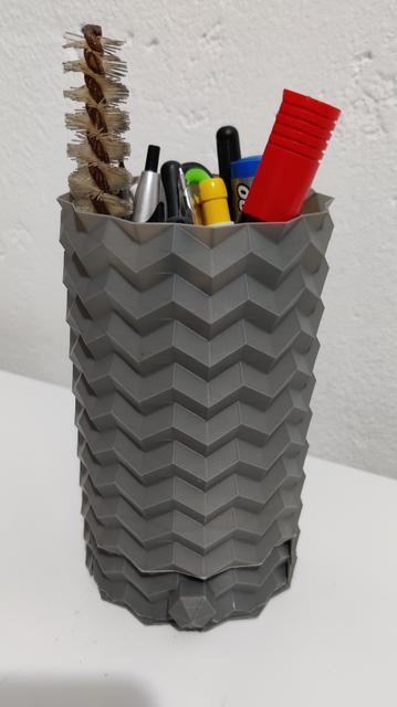 Geometric Origami Pencil pot Pen holder with Drawer 3D model thumbnail