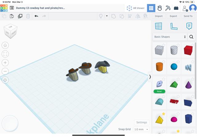 Dummy 13 cowboy hat and pirate/revelution hat 3D model thumbnail