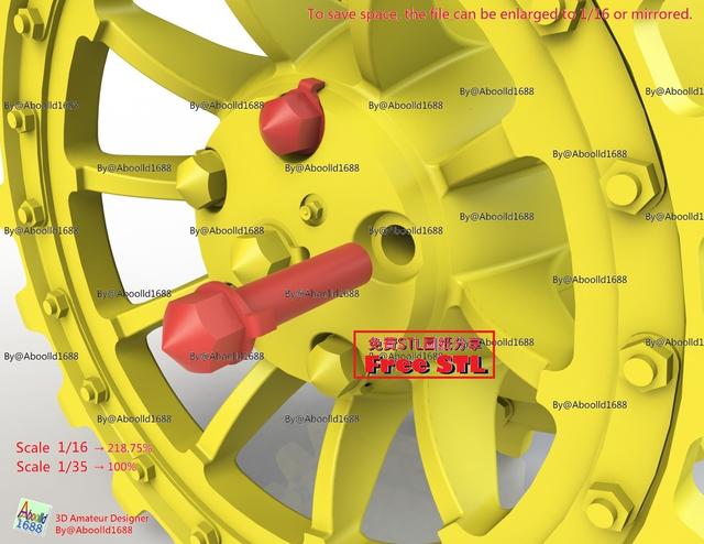Tiger Tank Drive Wheel Bolts.(STL-35-16) 3D model thumbnail