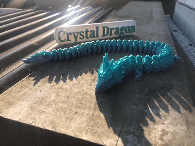 CRYSTAL DRAGON WITH TITLE, TITLE STANDS UP!! 3D model thumbnail