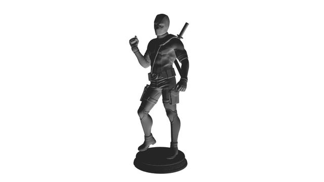 Deadpool With Base Plate 3D model thumbnail