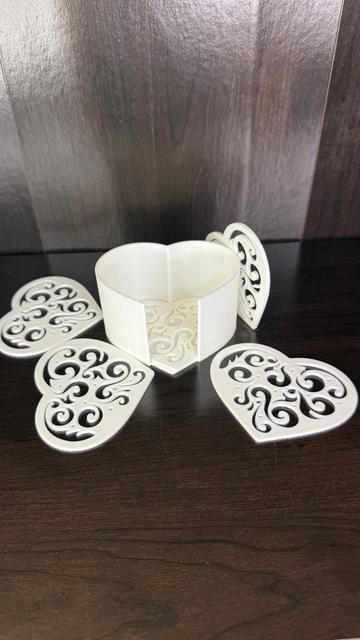 Heart Coaster + Holder 3D model thumbnail