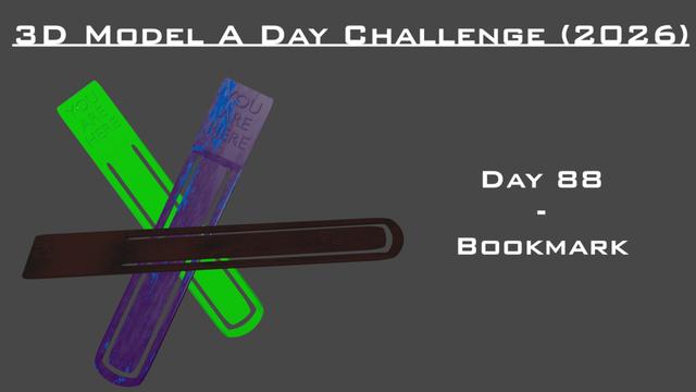 Model A Day Challenge - Day 88 - Bookmark 3D model thumbnail