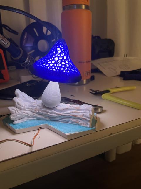 Mushroom Lamp with trunk tree base 3D model thumbnail