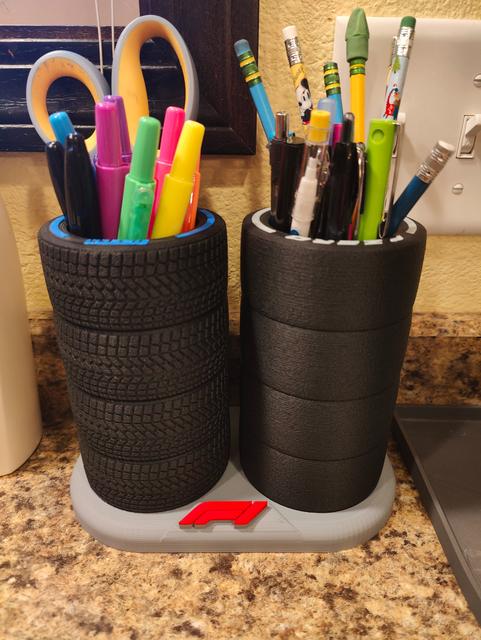 F1 Tire Stacks Pen Cup 3D model thumbnail
