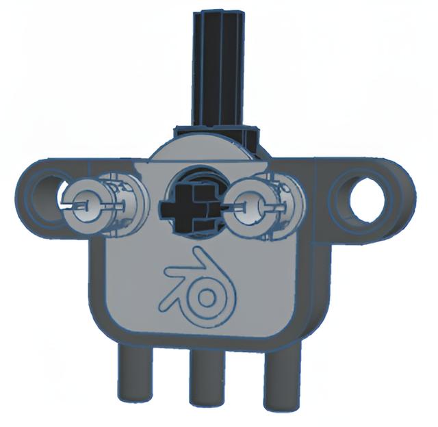 Lego Compatible Pneumatic Switch for mounting on motor 3D model thumbnail
