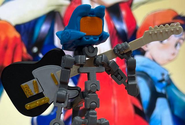 FLCL Canti Head and Guitar for Lucky 13 Figure 3D model thumbnail