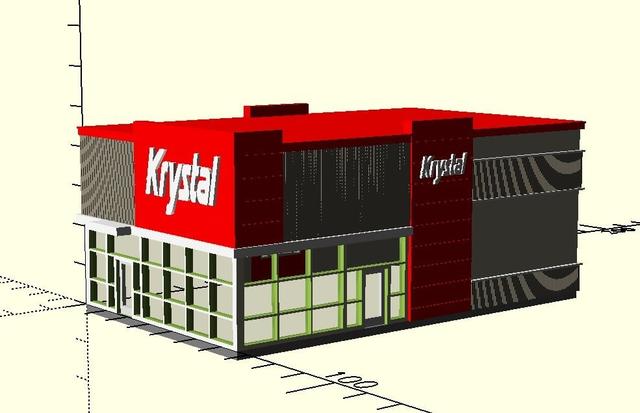 n scale - vintage and forgotten - fast food restaurant - krystal 3D model thumbnail