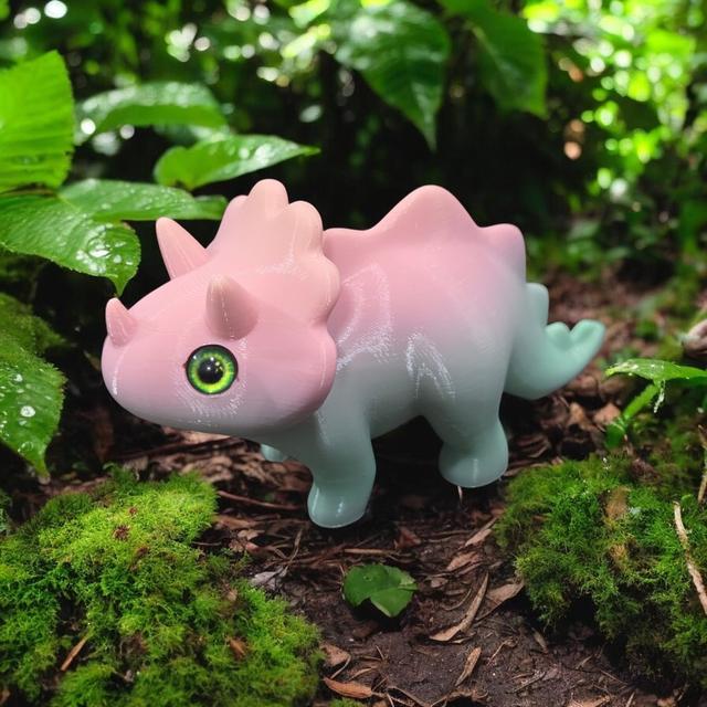 Cute Stylized Triceratops - 6mm + 8mm glass eye compatible. 3D model thumbnail