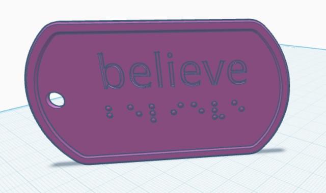 "Believe" Motivational Keychain  3D model thumbnail