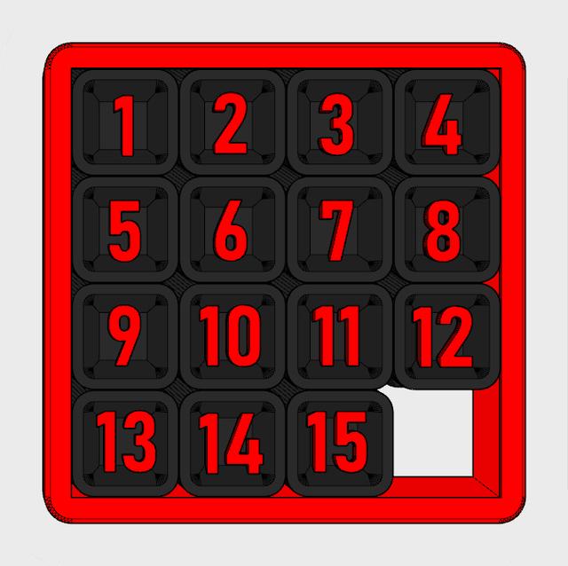 Print in Place Sliding Number Puzzle - Multicolor 3D model thumbnail