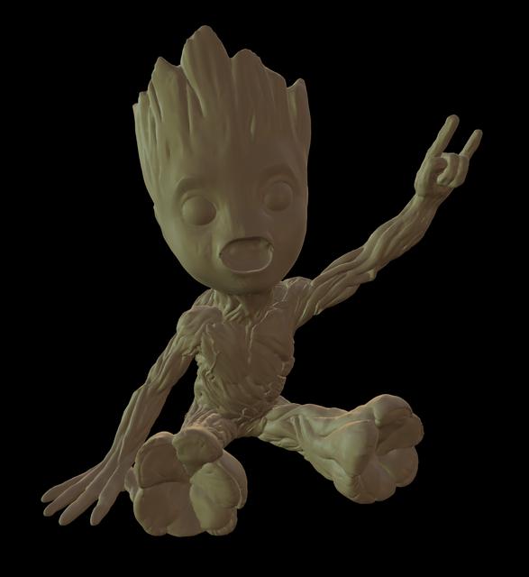 screaming Heavy Metal Groot 3D model thumbnail