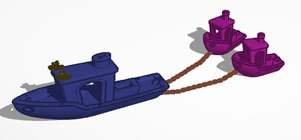 Benchy Pulling Other Benchys 3D model thumbnail