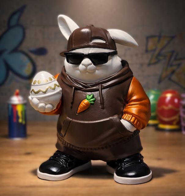 Urban Bunny – Cool Easter Figurine with Egg 3D model thumbnail